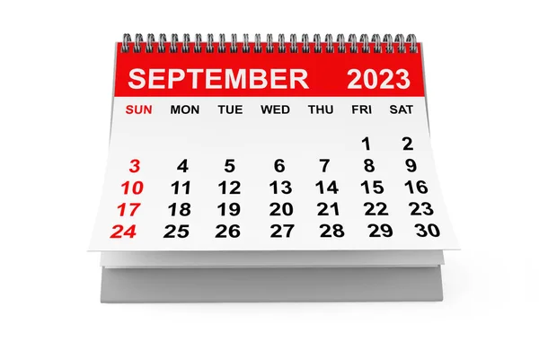2023 Year September Calendar White Background Rendering — Stock Photo, Image
