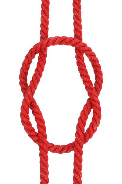 Red Rope Reef Square Knot White Background Rendering — Stock Photo, Image