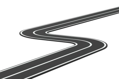 Beyaz arka planda Boş Sarmal Asfalt Yolu. 3d Hazırlama 