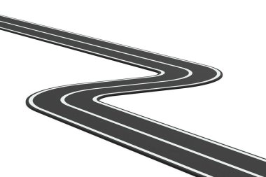 Beyaz arka planda Boş Sarmal Asfalt Yolu. 3d Hazırlama 