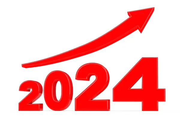 Progress Arrow Nowym 2024 Roku Zarejestruj Się Białym Tle Renderowanie — Zdjęcie stockowe