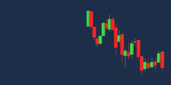 Green Red Trading Financial Candlesticks Gráfico Padrão Fundo Azul Renderização — Fotografia de Stock
