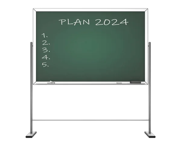 Pizarra Con Plan Frase 2024 Sobre Fondo Blanco Renderizado —  Fotos de Stock