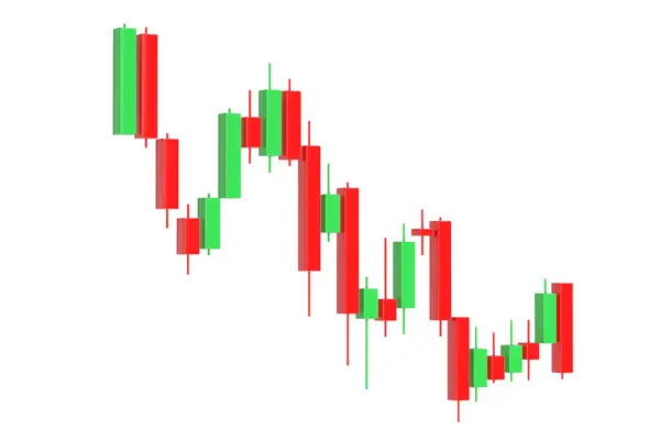Gráfico Patrones Candelabros Financieros Comerciales Verdes Rojos Sobre Fondo Blanco —  Fotos de Stock