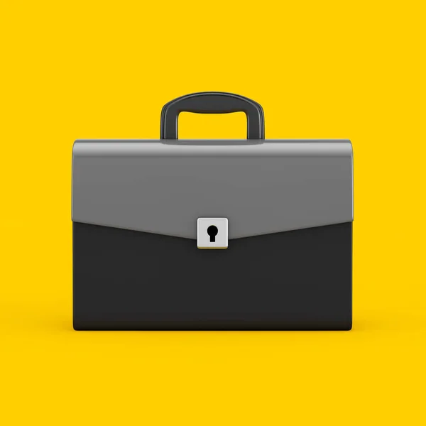 Cartoon Icon Briefcase Schoolbag Yellow Background Rendering — Stock Photo, Image