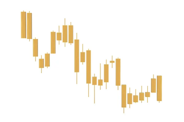 Golden Trading Financial Candlesticks Pattern Chart White Background Rendering — Stock Photo, Image