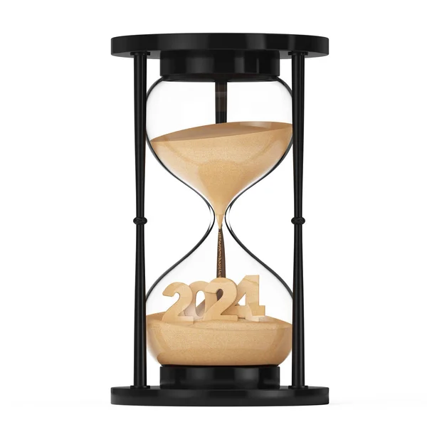 New 2024 Year Concept Sand Falling Hourglass Taking Shape 2024 Stock Photo