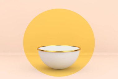 Sarı Yarımküre Sahnesi, Reklam Kampanyası Reklam Standı, Pembe arka planda Reklam. 3d Hazırlama 