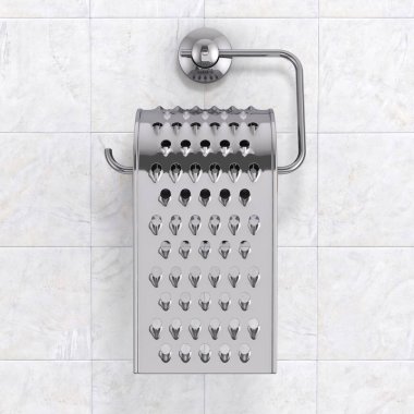 Hemoroit sorunu kavramı. Krom Öğütücü olarak tuvalet kağıdı son derece yakın plan. 3d Hazırlama 