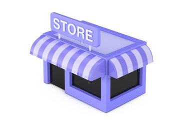 Beyaz arka planda Mağaza veya Dükkan Web UI Mini Simgesi. 3d Hazırlama 