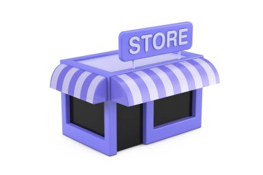 Beyaz arka planda Mağaza veya Dükkan Web UI Mini Simgesi. 3d Hazırlama 