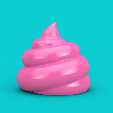 Pink Piece of Shit Cartoon Poop Icon in Duotone Style on a blue background. 3d Rendering 