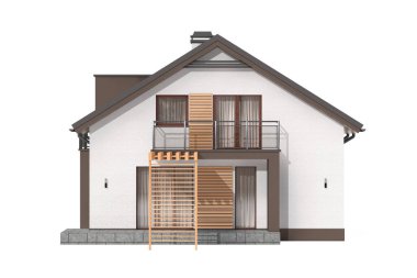 Beyaz bir arka planda, Lüks Ev Kulübesinin Modern Dışı. 3d Hazırlama 