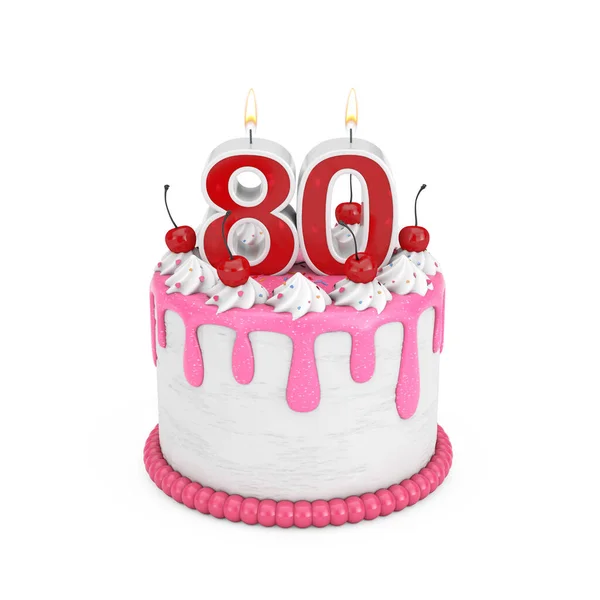 Year Birthday Concept Abstract Birthday Cartoon Dessert Cherry Cake Eighty — Stock Photo, Image