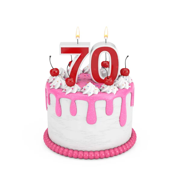 Year Birthday Concept Abstract Birthday Cartoon Dessert Cherry Cake Seventy — Stock Photo, Image