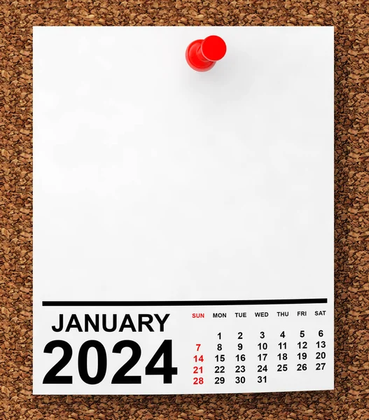 Calendário Janaury 2024 Papel Nota Branco Com Espaço Livre Para Fotos De Bancos De Imagens