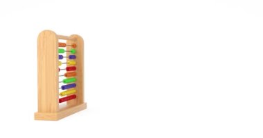 4k Çözünürlük Videosu: Renkli Çocuklar Oyuncak Beyin Geliştirme Abaküsü Alfa Matte ile beyaz bir arkaplan üzerinde kusursuz döngü