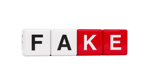 Video Auflösung Würfelblöcke Mit Dem Übergang Von Fake Fact Word Lizenzfreies Stock-Filmmaterial