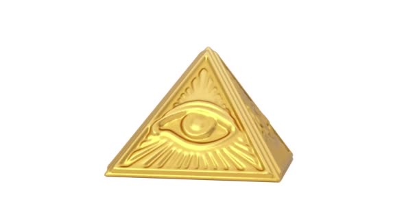 Videoclip Rezoluție Simbol Masonic Aur Toate Văzând Ochi Piramidă Triunghi — Videoclip de stoc