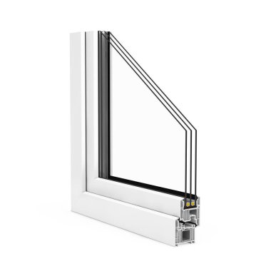 Beyaz arkaplanda Ayrıntılı Pencere PVC Profili. 3d Hazırlama 