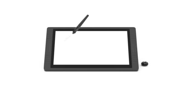 Video Auflösung Großformatiger Digitaler Grafik Tablet Monitor Mit Stift Und Stockvideo
