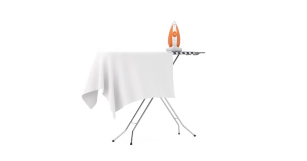 Resolution Video Empty Ironing Board Fold Out White Background Alpha — Stock Video