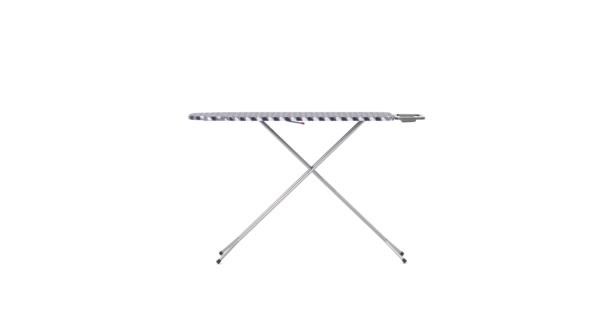 Resolution Video Empty Ironing Board Fold Out White Background Alpha — Stock Video