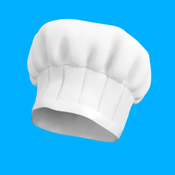 White Clear Professional Chef Hat on a blue background. 3d Rendering