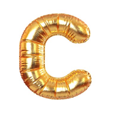 Altın Metal Balon İngilizce Alfabe C Festive, Text, Holidays için beyaz transperent arkaplan. 3d Hazırlama
