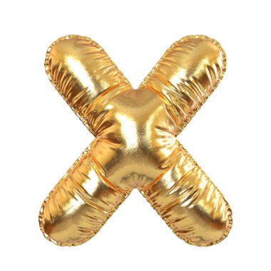 Festive, Text, Holidays for Festive için Altın Metal Balon İngiliz Alfabe Harfleri Beyaz Transperent arka planda. 3d Hazırlama