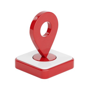 Kırmızı Harita Pointer Pin Simgesi beyaz arkaplanda izole edildi. 3d Hazırlama