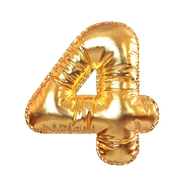 Золотой Металлический Воздушный Шар Номер Символ Праздника Текста Праздников Белом Стоковое Фото