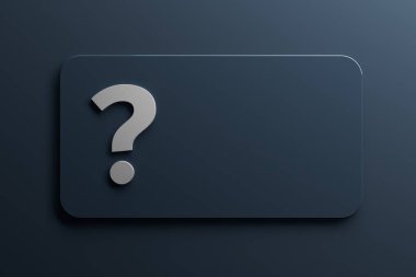 Soru işareti olarak Soru işareti ve mavi arka planda Tasarımınız için Boş Alan. 3d Hazırlama