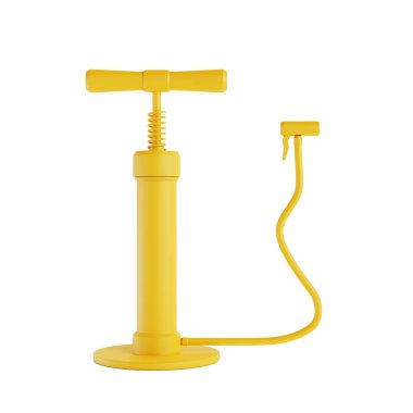 Beyaz arka planda Sarı Otomobil El Pompası Simgesi var. 3d Hazırlama