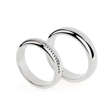 Platin Alyanslar Elmas Yüzük Takıları beyaz arka planda. 3d Hazırlama 