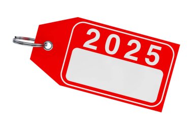 Kış Satışı Konsepti. Beyaz bir arkaplanda 2025 yılbaşı etiketi. 3d Hazırlama