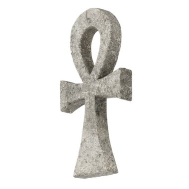 Beyaz arka planda, Taş Mısır Haçı Ankh Yaşam Anahtarı. 3d Hazırlama