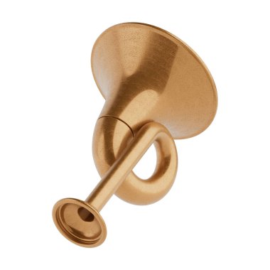 Beyaz arka planda Bakır Avlama Kornası. 3d Hazırlama