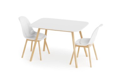 Beyaz arka planda modern Beyaz Plastik Koltuk. 3d Hazırlama