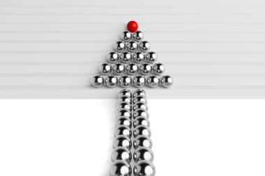 Liderlik kavramı. Beyaz arka planda Kırmızı Çizgili Bir Ok Biçimli Taşak Adımları. 3d Hazırlama