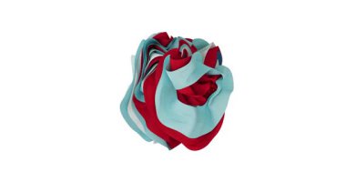 4k Çözünürlük Videosu: Soyut Kumaş veya Pastel Renklerinde Kağıt Dalgası Şekli Alfa Mate ile Beyaz Arkaplanda Hareket Ediyor