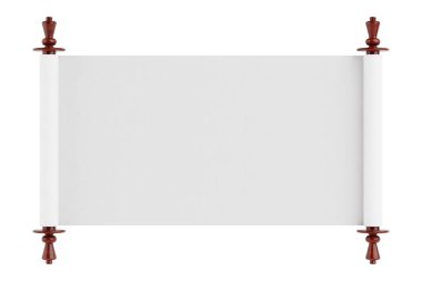 Beyaz Kağıt Parşömen Parşömeni beyaz arka planda. 3d Hazırlama