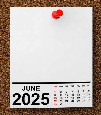 Takvim Haziran 2025 Boş Not Kağıdı 'nda Boş Yer ile Metnin İçin. 3d Hazırlama
