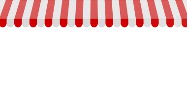 Striped Commercial Canopy Awning Element for Poster, Banner and Advertising on a white background. 3d Rendering