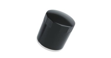 4k Çözünürlük Videosu: Otomotiv Hizmeti Konsepti. Araba Motoru İçin Siyah Yağ FiltresiName Alfa Matte ile Beyaz Arkaplanda Döndürülen Kusursuz Döngülü