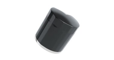 4k Çözünürlük Videosu: Otomotiv Hizmeti Konsepti. Otomobil yağı filtresi, Siyah Metal Evlerin İçindeki Sarı Kağıt Elementi ve Alfa Matte ile birlikte beyaz zeminde Dönen Kusursuz Döngüyü gösteriyor.