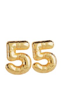 Sosyal Medya için 4k Çözünürlük Dikey Videosu: Yıldönümü Kutlaması Kavramı. Parlak Altın Balon, Alfa Matte 'yle Beyaz Arkaplanda Yürüyen Elli Beş Numara şeklinde