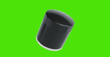 4k Çözünürlük Videosu: Otomotiv Hizmeti Konsepti. Araba Motoru İçin Siyah Yağ FiltresiName Alfa Matte ile Yeşil Ekran Arkaplanında Döndürülen Kusursuz Döndürme