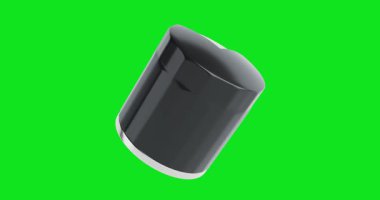 4k Çözünürlük Videosu: Otomotiv Hizmeti Konsepti. Kesme Araba Yağ Filtresi Siyah Metal Evlerin İçinde Sarı Kağıt Elementi Gösteriyor Ve Alfa Matte ile Yeşil Ekran Arkaplanda Dönen Kusursuz Dönüşümlü