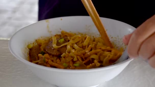 Khao Soi Khao Soi Kai Thai Noodles Khao Soi Chicken — Stockvideo